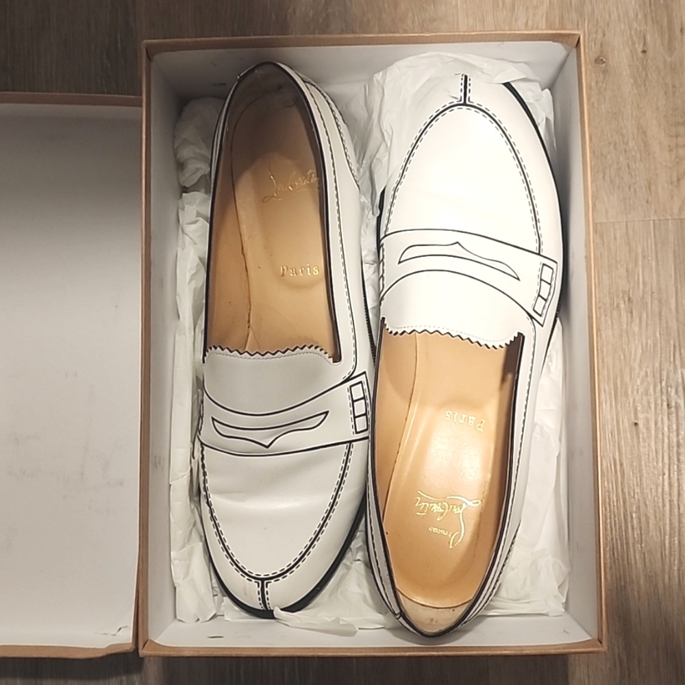 Black and White Christian Louboutin Loafers